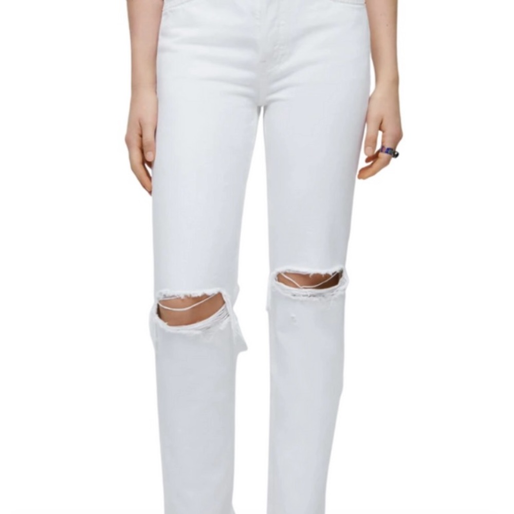 Re/Done size 29 white 70s stovepipe distressed knees jeans NWT